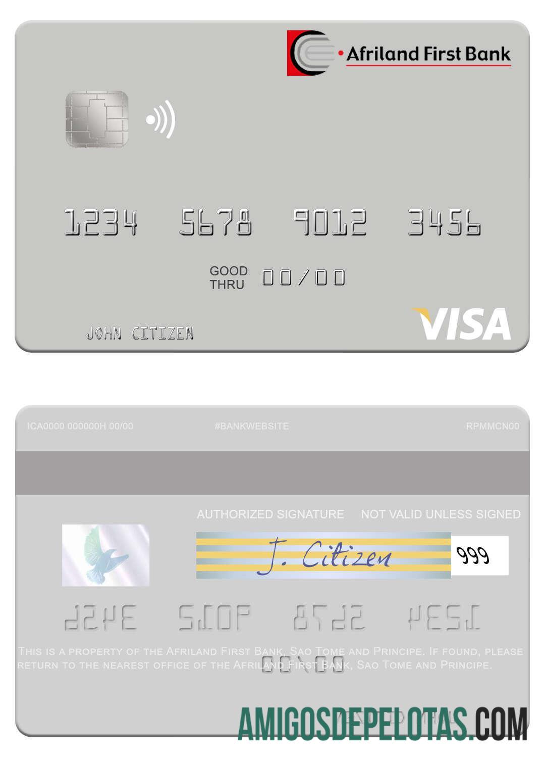 Cartão de Débito Visa São Tomé e Príncipe Afriland First Bank exemplo real